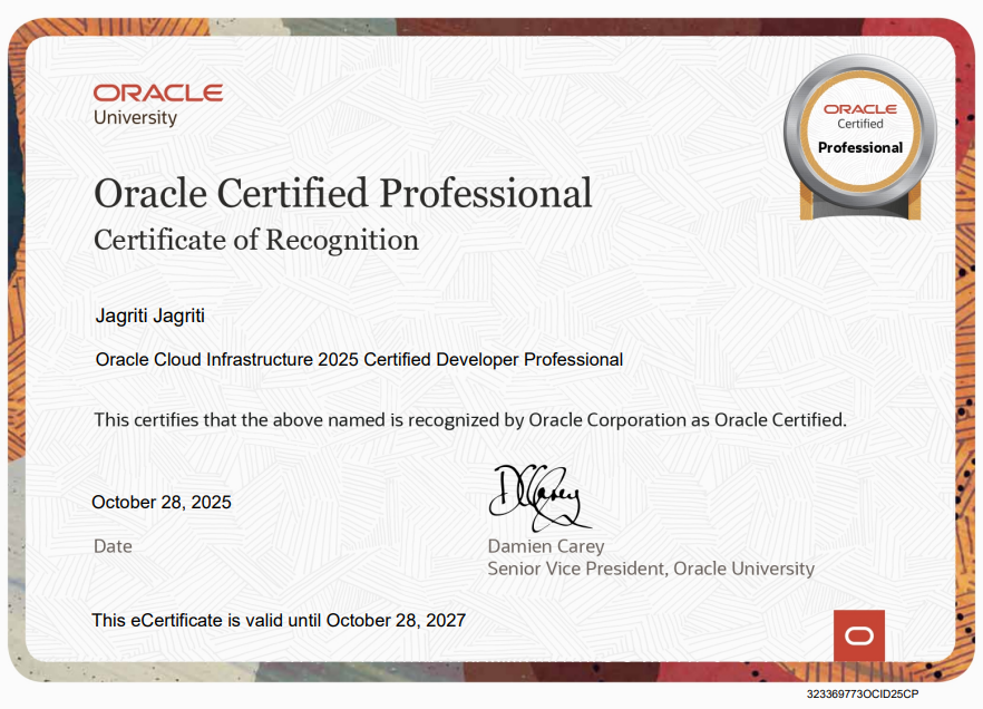 Oracle Cloud Infrastructure 2025 – Certified Developer Professional